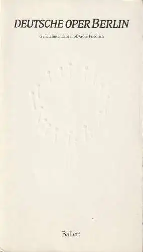Deutsche Oper Berlin, Götz Friedrich, Günther Uecker ( Entwurf Prägung der Titelseite ): Programmheft BALLETT MAURICE RAVEL Deutsche Oper Berlin 1982 Günther Uecker. 