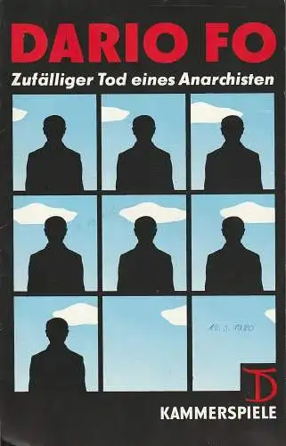 Deutsches Theater Berlin,Staatstheater der DDR, Gerhard Wolfram, Hans Nadolny, Susanne Wolf, Heinz Rohloff, Jochen Finke: Programmheft Dario FO ZUFÄLLIGER TOD EINES ANARCHISTEN  Kammerspiele Berlin 1979. 