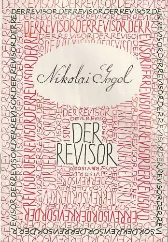 Theater der Stadt Cottbus, Herbert Keller, Joachim Großkreutz: Programmheft Nikolai Gogol DER REVISOR  Theater der Stadt Cottbus 1965. 