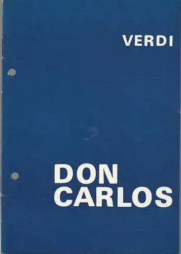 Theater der Stadt Cottbus, Ursula Fröhlich, Dietmar Frtzsche, Monika Runde, Walter Böhm: Programmheft Giuseppe Verdi DON CARLOS Theater der Stadt Cottbus 1969. 