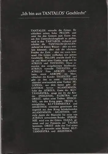 Bühnen der Stadt Zwickau, Jens-Peter Dierichs, Renate Paulus, Peter Kurio: Programmheft Johann Wolfgang Goethe IPHIGENIE AUF TAURIS Bühnen Zwickau 1981. 