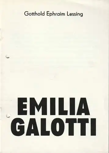 Theater der Stadt Plauen, Klaus Krampe, Christian Pöllmann: Programmheft Gotthold Ephraim Lessing EMILIA GALOTTI Premiere 5. Oktober 1986 Spielzeit 1986 / 87 Nr. 2. 