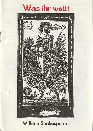 Theater Rudolstadt, Manfred Heine, Peter-W. Bahr: Programmheft William Shakespeare WAS IHR WOLLT Spielzeit 1986 / 87 Nr. 7. 