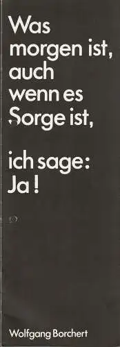 Städtische Bühnen Quedlinburg, Werner Peter, Hubert Kross jr: Programmheft Wolfgang Borchert DRAUSSEN VOR DER TÜR Premiere 26. März 1983 Spielzeit 1982 / 83 Nr. 7 ( draußen ). 