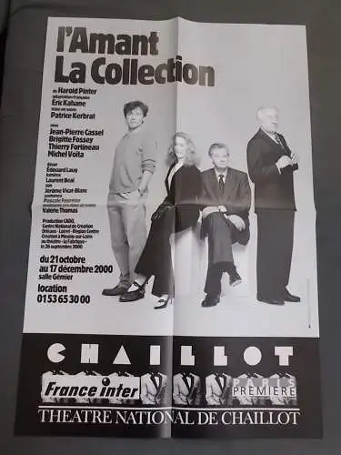 Theatre National de Chaillot: Theaterplakat Harold Pinter L'AMANT LA COLLECTION Theatre National Chaillot 2000. 