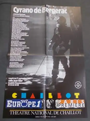 Theatre National de Chaillot, Jerome Savary: Theaterplakat Edmond Rostand CYRANO DE BERGERAC Theatre National Chaillot 1997. 