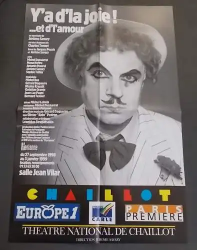 Theatre National de Chaillot, Jerome Savary: Theaterplakat Savary / Trenet Y'A D'LA JOIE ! Theatre National de Chaillot 1998. 