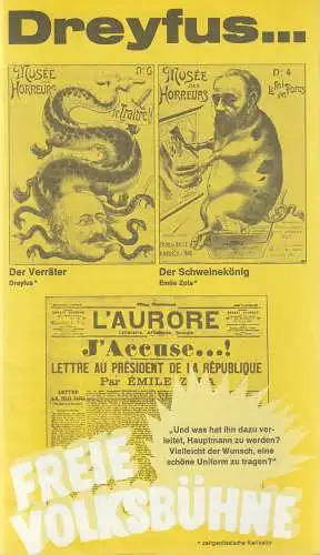 Freie Volksbühne Berlin, Kurt Hübner, Burkhard Mauer, Dorothea Renckhoff: Programmheft Jean-Claude Grumberg DREYFUS  Freie Volksbühne Berlin 1975. 