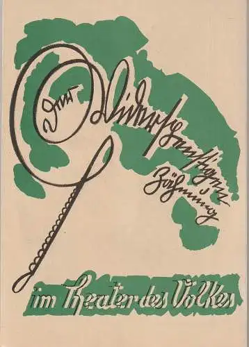 Theater des Volkes, NS=Gemeinschaft Kraft durch Freude, Gau Groß=Berlin: Programmheft Shakespeare DER WIDERSPENSTIGEN ZÄHMUNG Theater des Volkes 1935. 