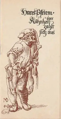 Städtische Bühnen Erfurt, Bodo Witte, Johannes Steurich, Kaspar Königshof, Regina Holland-Cunz: Programmheft Martin Hayneccius HANS PFRIEM Städtische Bühnen Erfurt 1976. 