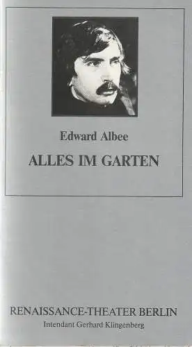 Renaissance-Theater Berlin, Gerhard Klingenberg, Horst-H. Filohn, Lothar Ruff: Programmheft Edward Albee ALLES IM GARTEN Premiere 12. Januar 1990 Heft 3. 