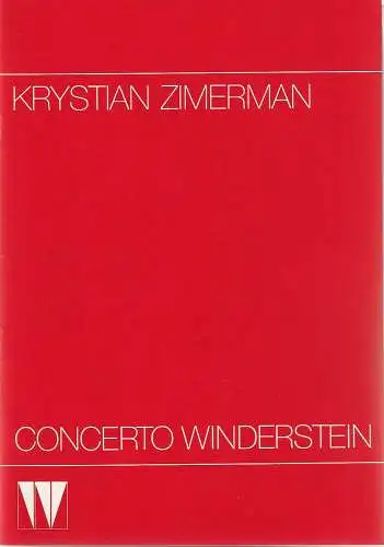 CONCERTO WINDERSTEIN: Programmheft KRYSTIAN ZIMERMAN 11. Dezember 1985 Philharmonie Gasteig. 