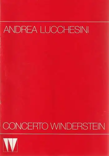 CONCERTO WINDERSTEIN: Programmheft ANDREA LUCCHESINI 12. Januar 1989 Herkulessaal der Residenz. 