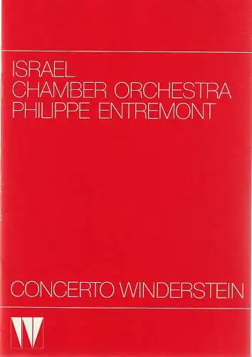 CONCERTO WINDERSTEIN: Programmheft ISRAEL CHAMBER ORCHESTRA 2. Oktober 1986 Herkulessaal der Residenz. 