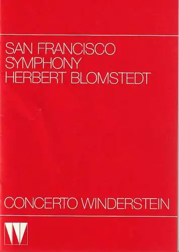 CONCERTO WINDERSTEIN: Programmheft SAN FRANCISCO SYMPHONY 23. Februar 1987 Philharmonie. 