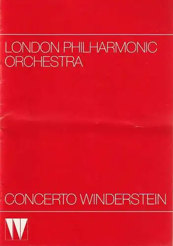 CONCERTO WINDERSTEIN: Programmheft LONDON PHILHARMONIC ORCHESTRA 18. März 1987 Philharmonie. 
