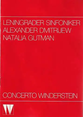 CONCERTO WINDERSTEIN: Programmheft LENINGRADER  SINFONIKER 15. März 1988 Philharmonie. 