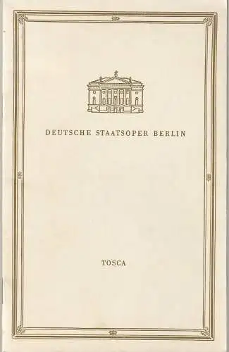 Deutsche Staatsoper Berlin, Günter Rimkus: Programmheft Giacomo Puccini TOSCA 24. April 1961. 