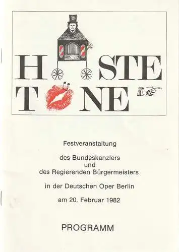 Deutsche Oper Berlin und Rias Berlin: Programmheft HASTE TÖNE Festveranstaltung des Bundeskanzlers 1982. 
