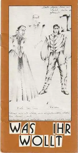 Theater der Stadt Cottbus, Johannes Steurich, Jutta Maria Winkler, Hans-Hermann Liebrecht, Walter Böhn, Andreas Rank: Programmheft William Shakespeare WAS IHR WOLLT Theater Cottbus 1985. 