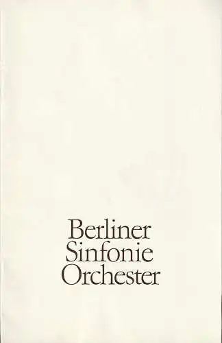 Berliner Sinfonieorchester, Hans Bitterlich, Wolfgang Jerzak: Programmheft BERLINER SINFONIEORCHESTER SINFONIEKONZERT 10.-12. September 1987. 