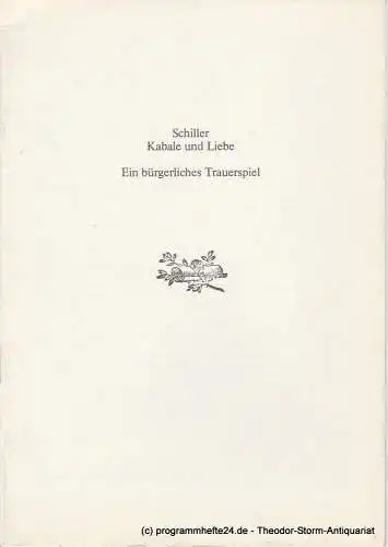 Schauspiel Köln, Peter Kleinschmidt, Hanns-Dietrich Schmidt: Programmheft Kabale und Liebe Spielzeit 1976 / 77. 