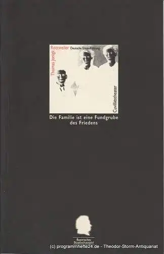 Bayerisches Staatsschauspiel, Cuvilliestheater, Eberhard Witt, Henrik Bien, Manuela Knirsch: Programmheft Rottweiler von Thomas Jonigk Premiere 9. Februar 1995 Spielzeit 1994 / 95 Heft 22. 
