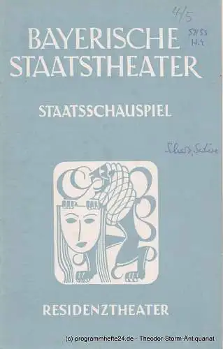 Bayerisches Staatstheater, Staatsschauspiel, Residenztheater, Alois Johannes Lippl, Hermann Wenninger: Programmheft Scherz, Satire, Ironie und tiefere Bedeutung Residenztheater 1953 4. 