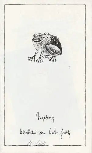 Stadttheater Hildesheim, Pierre Leon, Ulrike Gerold, Andreas Hartmann ( Probenfotos ): Programmheft INGEBORG Komödie von Curt Goetz Premiere 27. Oktober 1987 Spielzeit 1987 / 88 Heft 5. 