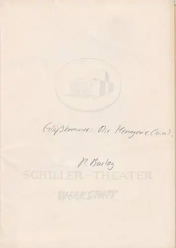 Schiller Theater Werkstatt, Boleslaw Barlog, Albert Beßler: Programmheft Alt-Berliner Possenabend Spielzeit 1960 / 61. 