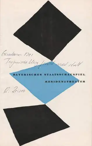 Bayerisches Staatsschauspiel, Helmut Henrichs, Eckart Stein: Programmheft Der Trojanische Krieg findet nicht statt B. Staatsschauspiel 1960. 