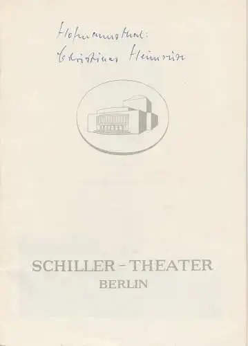 Schiller  Theater Berlin, Boleslaw Barlog, Albert Beßler: Programmheft Christinas Heimreise. Komödie von Hugo von Hofmannsthal. Spielzeit 1956 / 57 Heft 59. 