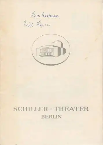 Schiller  Theater Berlin, Boleslaw Barlog, Albert Beßler: Programmheft Viel Lärm um nichts. Lustspiel von William Shakespeare. Spielzeit 1957 / 58 Heft 72. 
