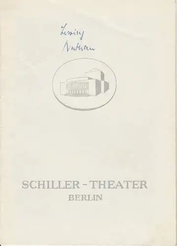 Schiller  Theater Berlin, Boleslaw Barlog, Albert Beßler: Programmheft Nathan der Weise von Gotthold Ephraim Lessing. Spielzeit 1954 / 55 Heft 46. 