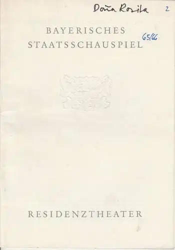 Bayerisches Staatsschauspiel, Residenztheater, Helmut Henrichs, Dieter Hackmann: Programmheft Dona Rosita oder Die Sprache der Blumen von Federico Garcia Lorca. Premiere 4. November 1965 Spielzeit 1965 / 66 Heft 2. 