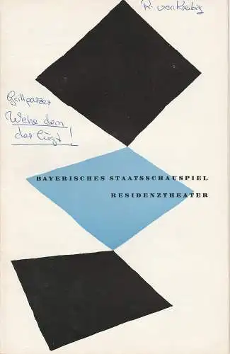 Bayerisches Staatsschauspiel, Residenztheater, Kurt Horwitz, Walter Haug: Programmheft Weh dem der lügt Grillparzer Residenztheater 1957. 