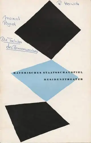 Bayerisches Staatsschauspiel, Residenztheater, Kurt Horwitz, Walter Haug: Programmheft Die Tochter des Brunnenmachers Residenztheater 1956. 