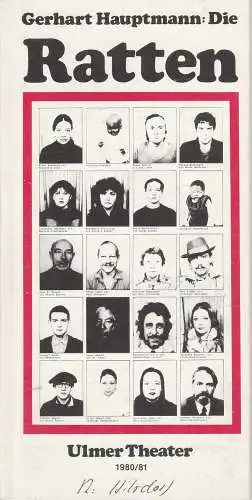 Ulmer Theater, Volkmar Clauss, Hannelene Limpach: Programmheft Die Ratten von Gerhart Hauptmann Ulmer Theater 1981. 