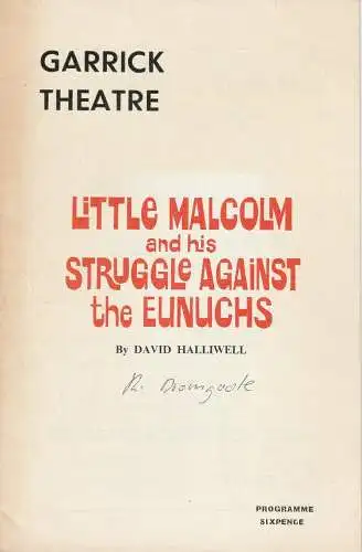 Garrick Theatre London, Michael Codron: Programmheft Little Malcolm and his Struggle Against the Eunuchs von David Halliwell 1966. 