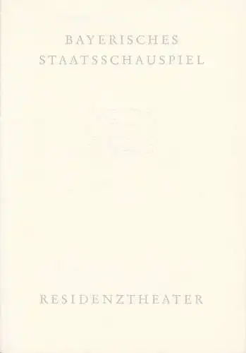 Bayerisches Staatsschauspiel, Helmut Henrichs, Wolfgang Kirchner: Programmheft Neuinszenierung Das Konzert. Komödie von Hermann Bahr. Premiere 15. Juni 1962 Residenztheater. 