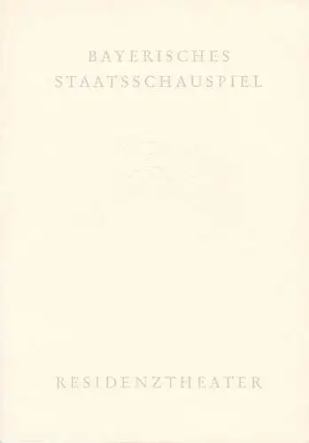 Bayerisches Staatsschauspiel, Helmut Henrichs, Eckart Stein: Programmheft Neuinszenierung William Shakespeare: HAMLET Residenztheater 1961. 