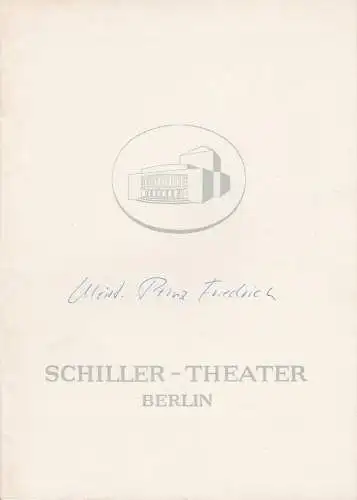 Schiller Theater Berlin, Boleslaw Barlog, Albert Beßler: Programmheft Prinz Friedrich von Homburg. Spielzeit 1959 / 60 Heft 90. 