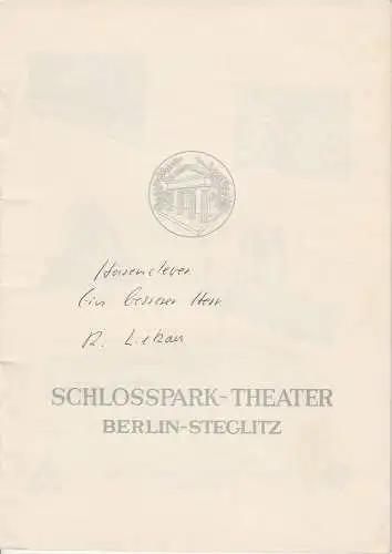 Schlosspark-Theater, Boleslaw Barlog, Albert Beßler: Programmheft Ein besserer Herr Spielzeit 1957 / 58 Heft 59. 