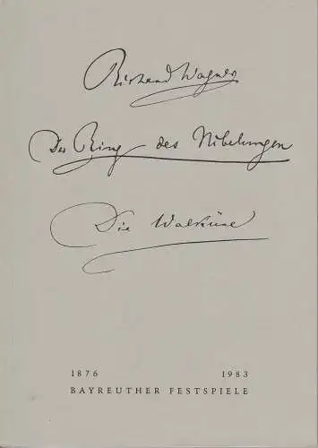 Bayreuther Festspiele 1983, Wolfgang Wagner, Oswald Georg Bauer: Programmheft III Richard Wagner: Die Walküre. Der Ring des Nibelungen. Bayreuther Festspiele 1983. 