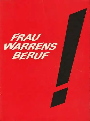 Die Schauspieltruppe Zürich, Maria Becker, Robert Freitag, Willibald Voelkin: Programmheft Frau Warrens Beruf Heft Nr. 22 September 1972. 