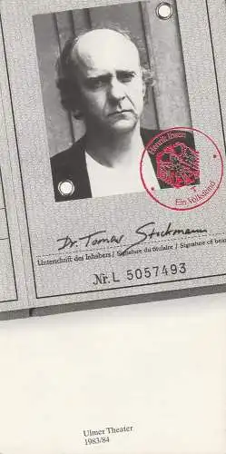 Ulmer Theater, Volkmar Clauß, Wilhelm Lades: Programmheft Henrik Ibsen: Ein Volksfeind. Premiere 28. Juni 1983 Spielzeit 1983 / 84. 