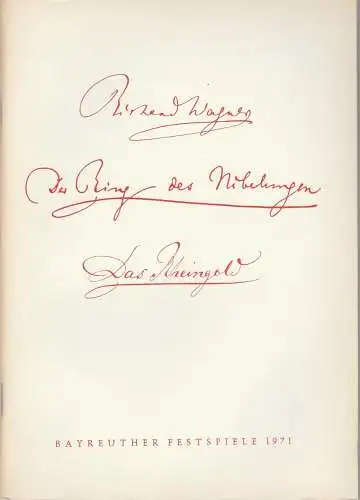 Bayreuther Festspiele, Wolfgang Wagner, Herbert Barth: Programmheft III Richard Wagner: DAS RHEINGOLD Bayreuther Festspiele 1971. 