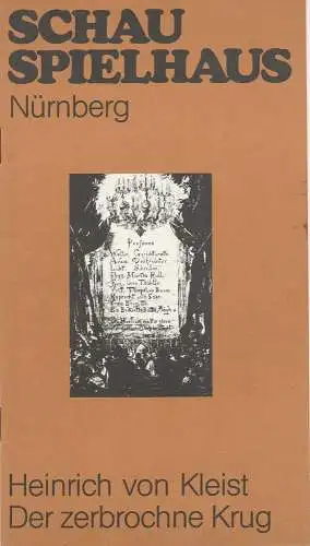 Städtische Bühnen Nürnberg, Schauspielhaus, Hansjörg Utzerath, Helmar von Hanstein: Programmheft Der zerbrochne Krug. Ein Lustspiel von Heinrich von Kleist. Premiere 14. Dezember 1979 Spielzeit 1979 / 80 Heft 5. 