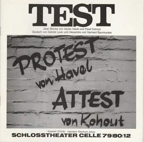 Schlosstheater Celle, Eberhard Johow, Johannes Vogel: Programmheft TEST. Zwei Stücke von Vaclav Havel und Pavel Kohout Celle 1980. 