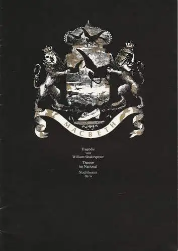 Stadttheater Bern, Peter Borchardt, Urs Bircher, Martin Kreutzberg, Heinz Jost: Programmheft MACBETH von William Shakespeare. Premiere 23. September 1983 Spielzeit 1983 / 84. 